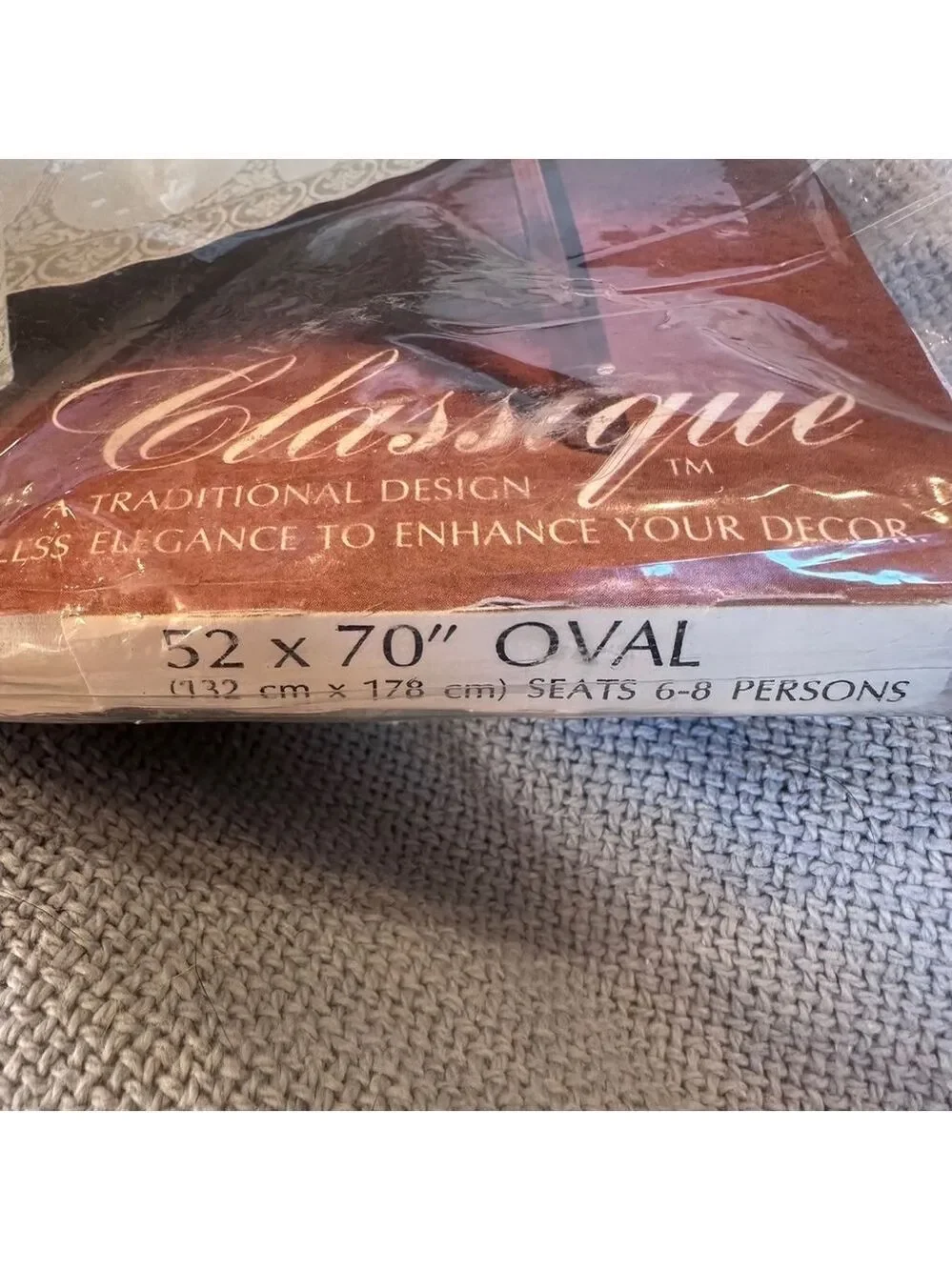 NOS Vintage Classique Caprice Virgin Vinyl Linelle Table Cloth 52X70 Made In USA